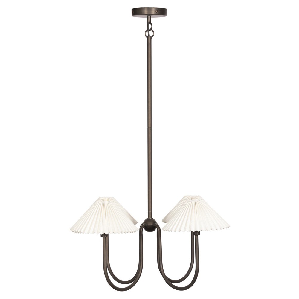 Lisette French Country Bronze Iron Pleated Shade Chandelier|