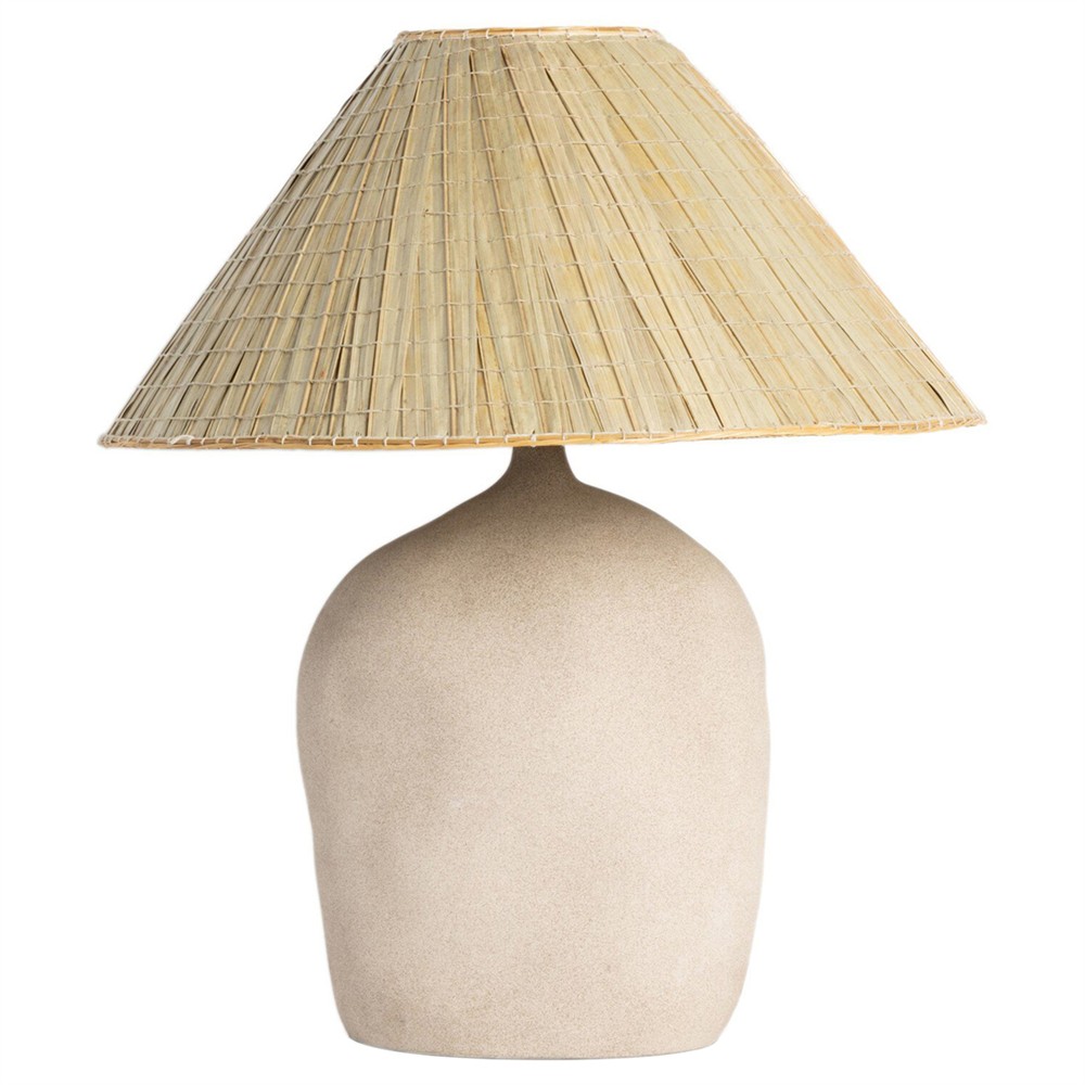 Cobb Coastal Beach Natural Palm Fiber Shade Sand Ceramic Table Lamp|