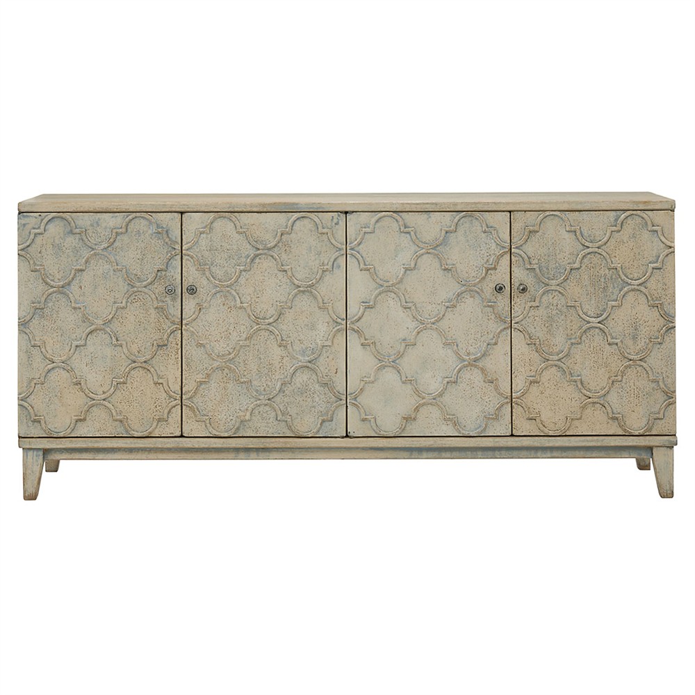 Raine French Country Blue Distressed Reclaimed Pine Wood Sideboard|