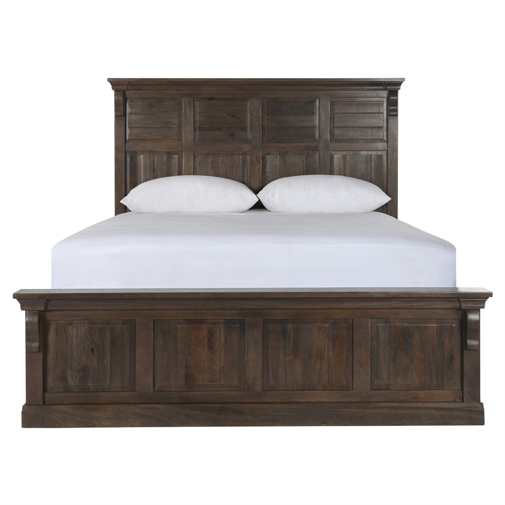 Melany French Country Cocoa Brown Mango Wooden Bed - King|