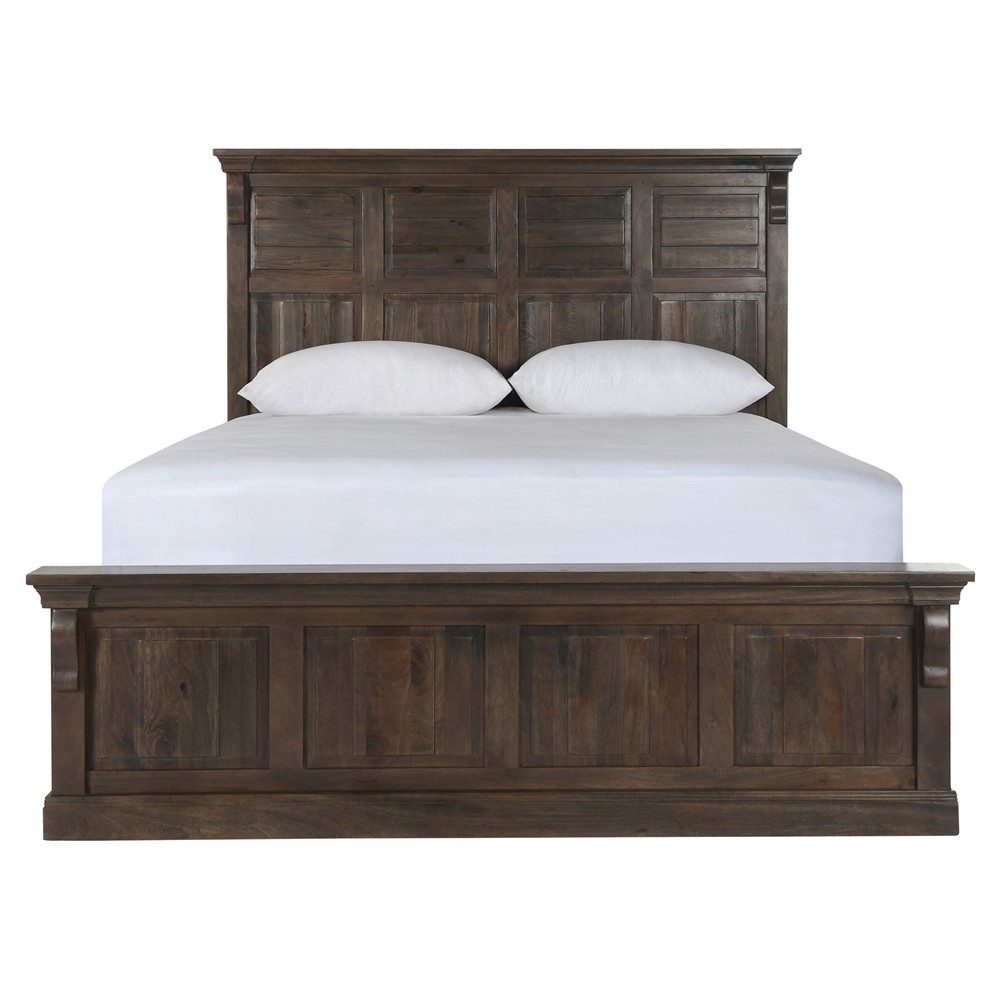 Melany French Country Cocoa Brown Mango Wooden Bed - Queen|