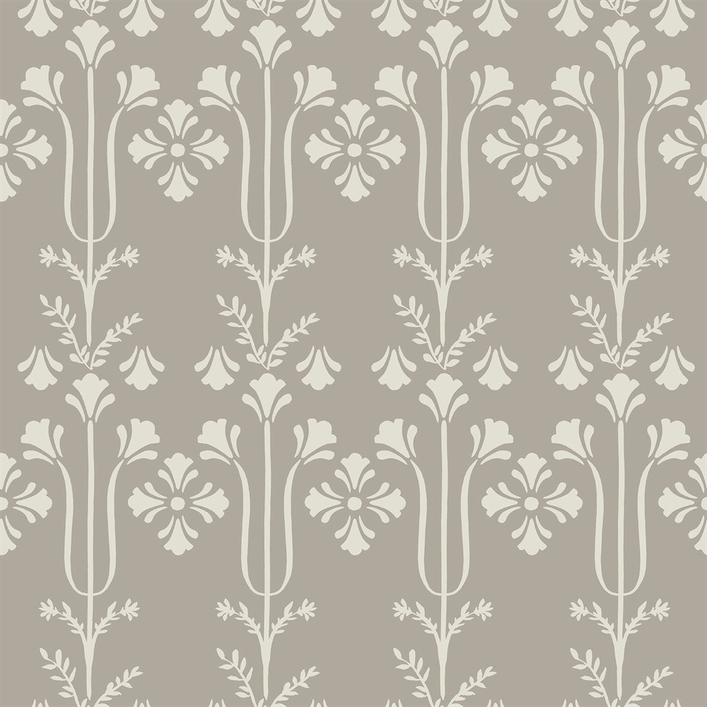 Lydia Traditional Taupe Botanical Wallpaper | Kathy Kuo Home