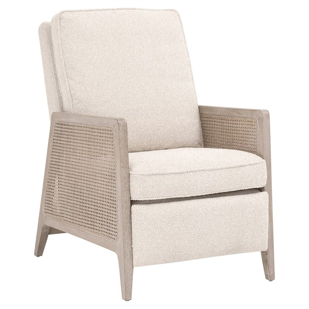 Elias Coastal Beach Cream Performance Woven Cane Recliner Arm Chair|