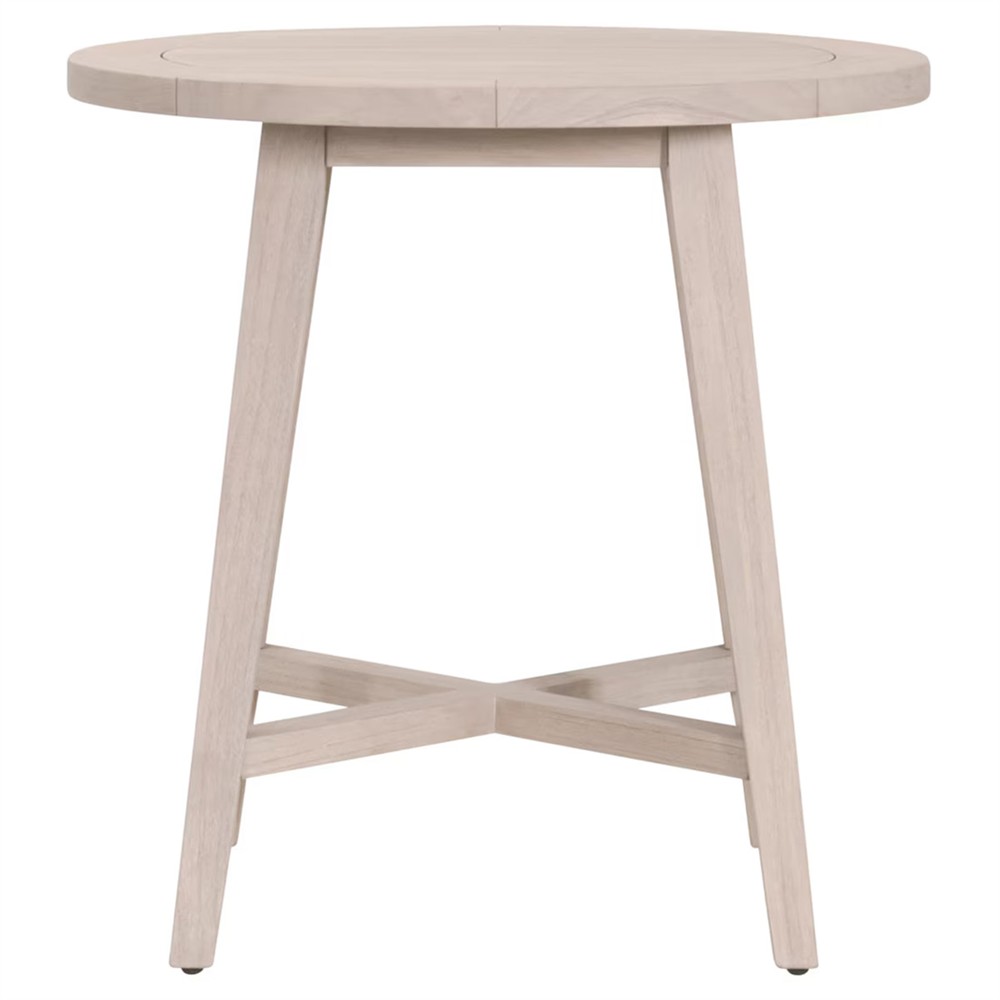 Nadia Coastal Beach Washed Teak Round Outdoor Counter Table - 36"|