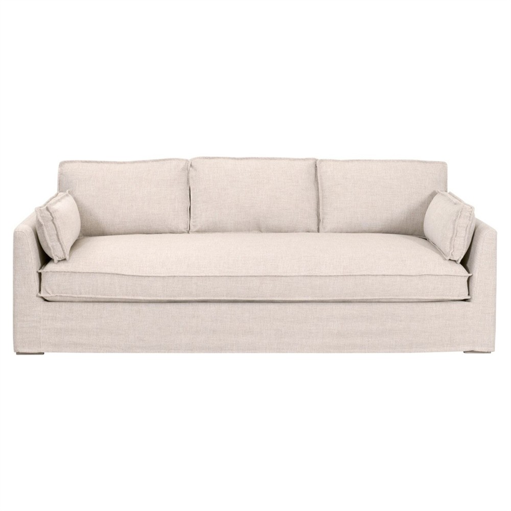 Shomari French Country Cream Performance Slipcovered Outdoor Sofa - 91"|