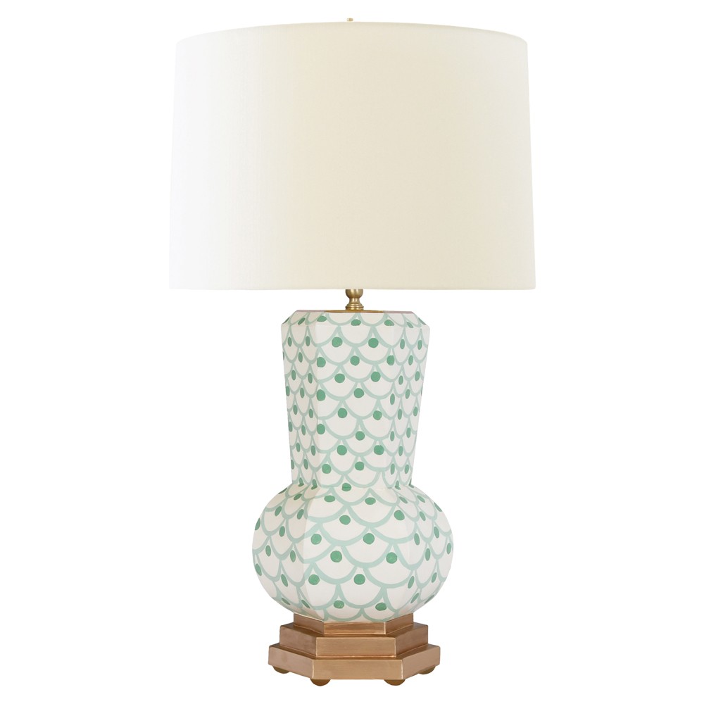 Worlds Away Catalina Coastal Cream Silk Shade White Metal Table Lamp|