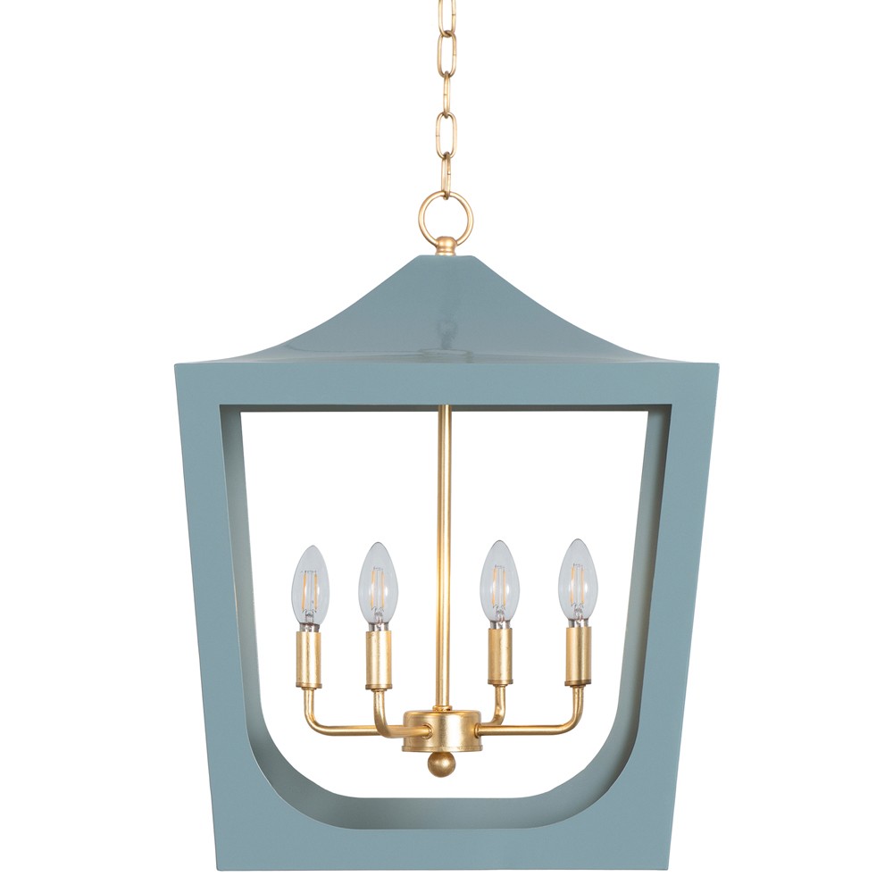 Worlds Away Wimble Modern Classic Light Blue Metal Pagoda Lantern|