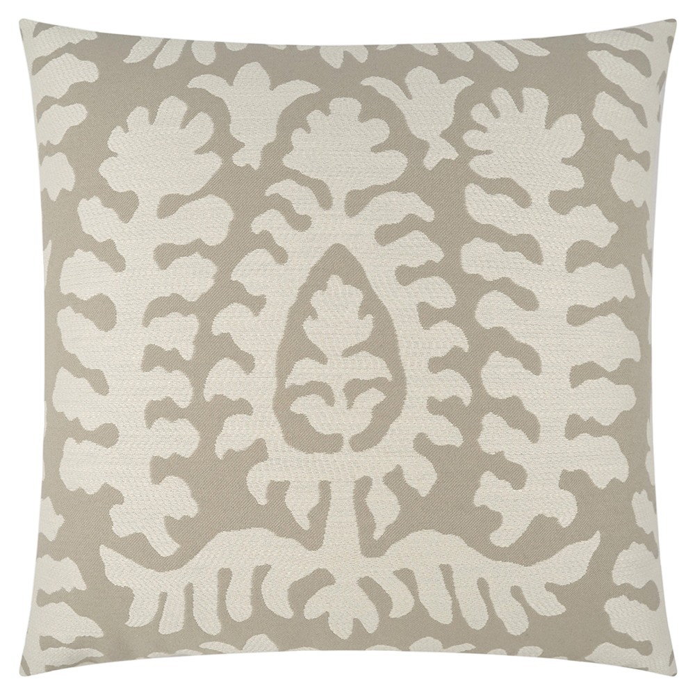 Rosetti Updated Traditional Beige Damask Indoor Outdoor Throw Pillow - 22x22|