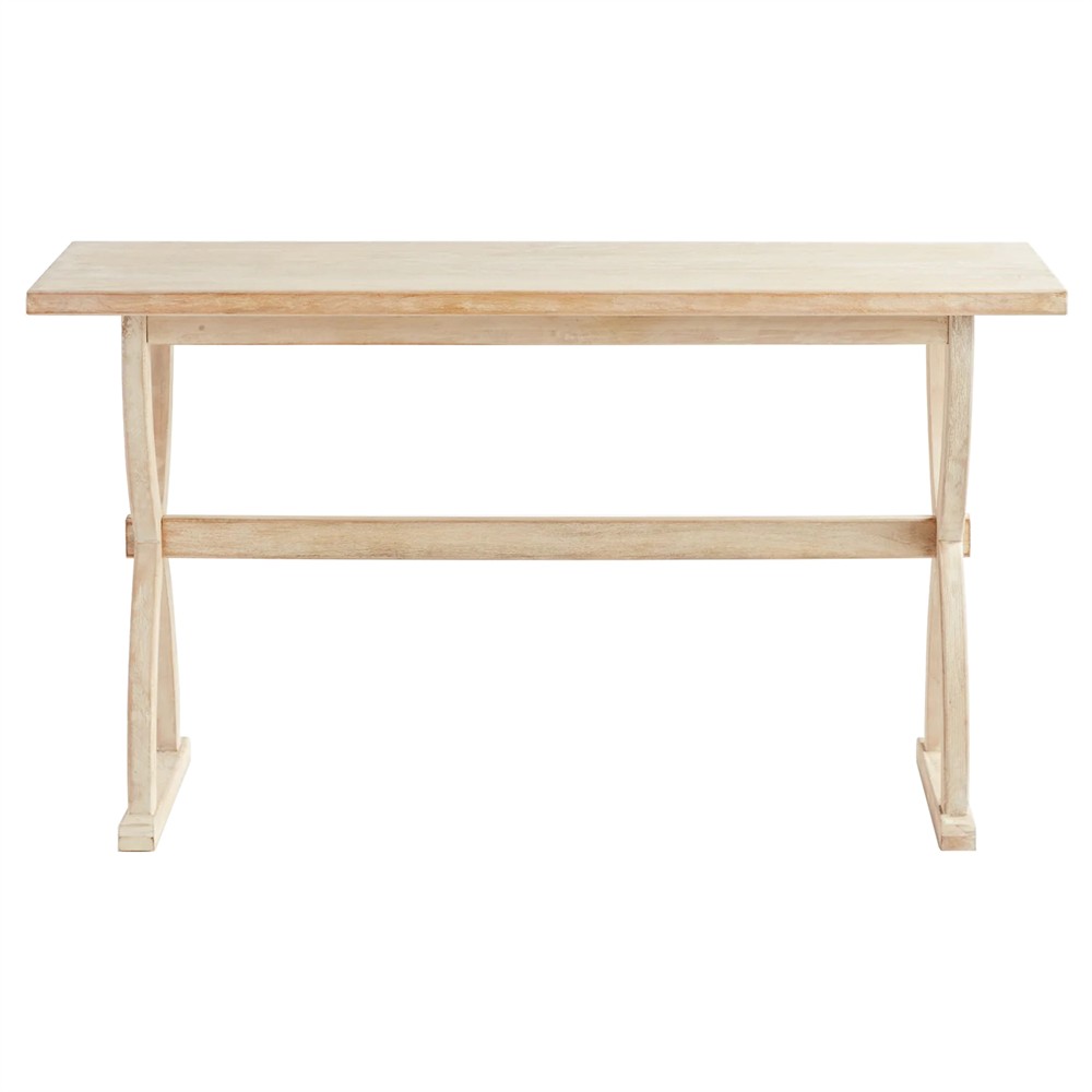 Felicien French Country Whitewash Mango Wood Rectangular Console Table|