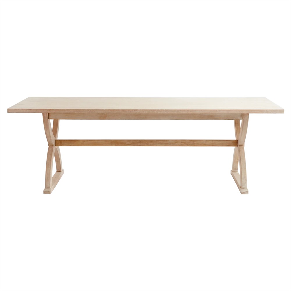 Felicien French Country Whitewash Mango Wood Rectangular Dining Table - 96"|