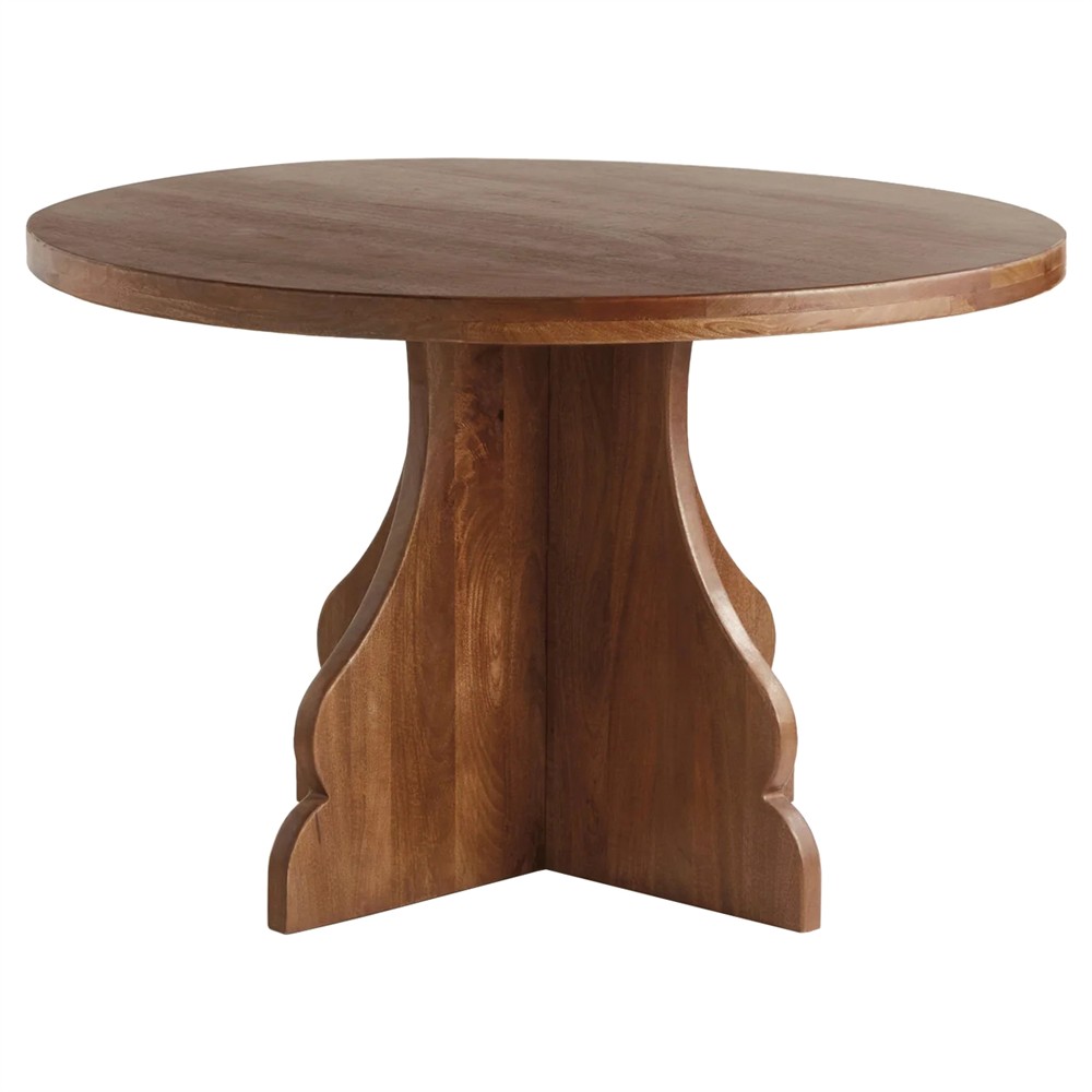 Gonzalo Updated Traditional Brown Mango Wood Round Dining Table - 48"|