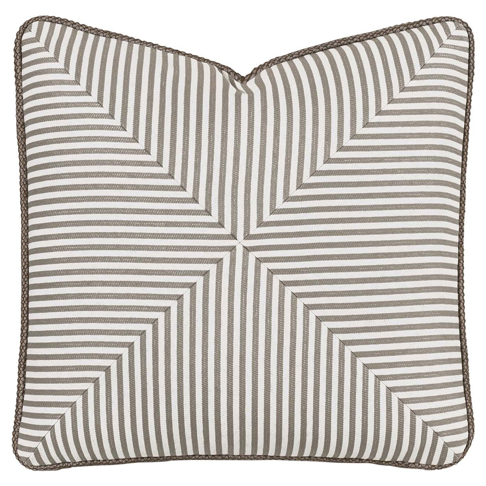 Alona Coastal Beach Beige Striped Performance Indoor Outdoor Throw Pillow - 20x20|