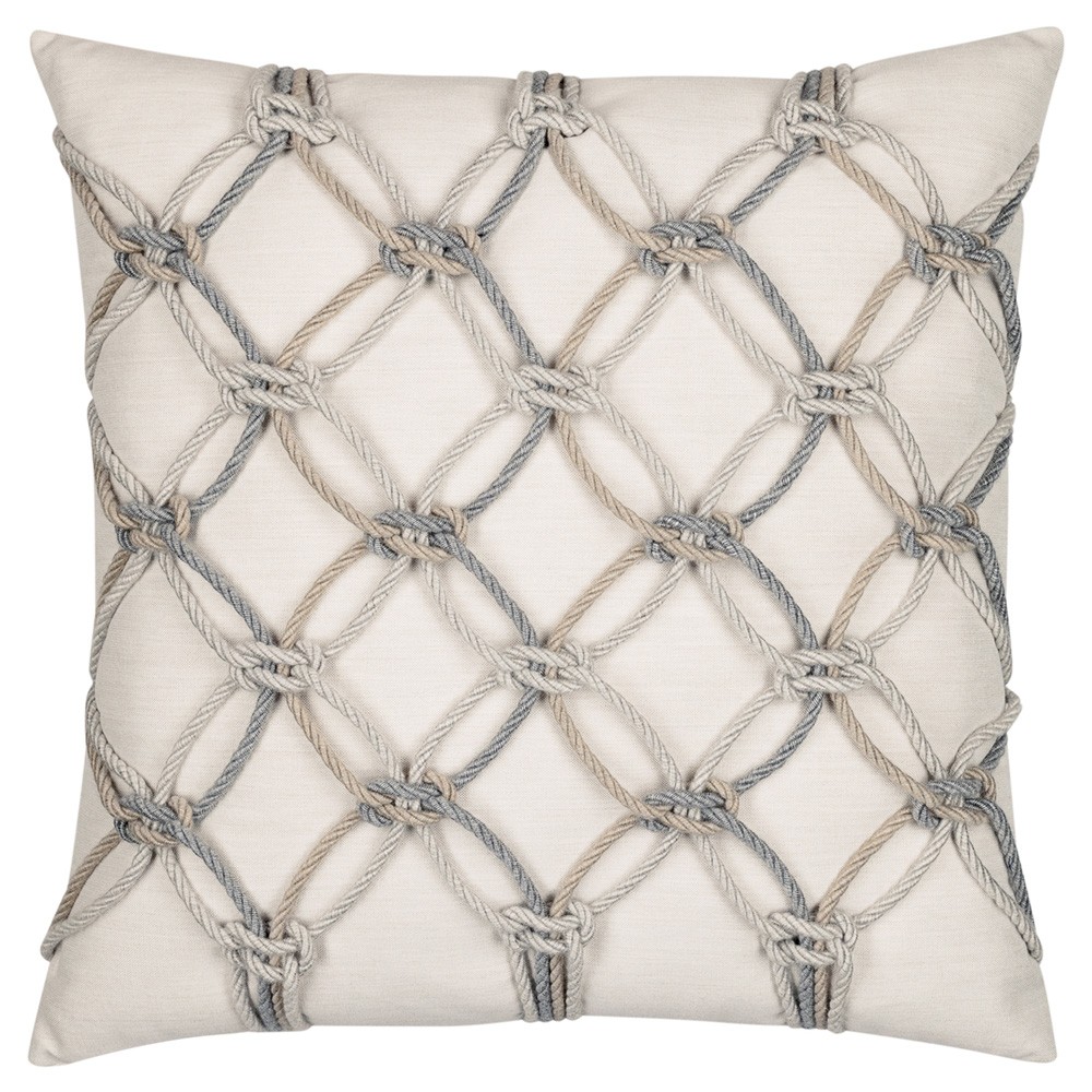 Keaton Coastal Beige Rope Indoor Outdoor Throw Pillow - 20x20|