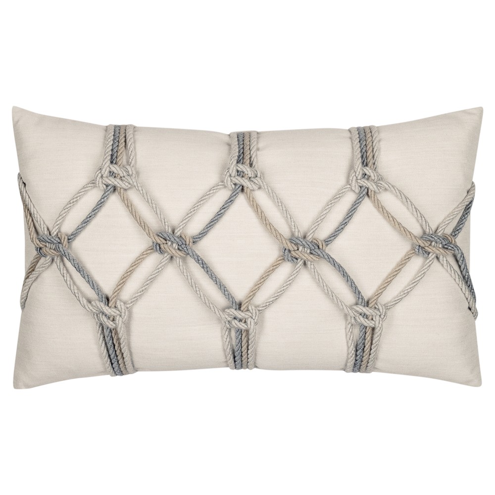 Keaton Coastal Beige Rope Indoor Outdoor Lumbar Pillow - 12x20|