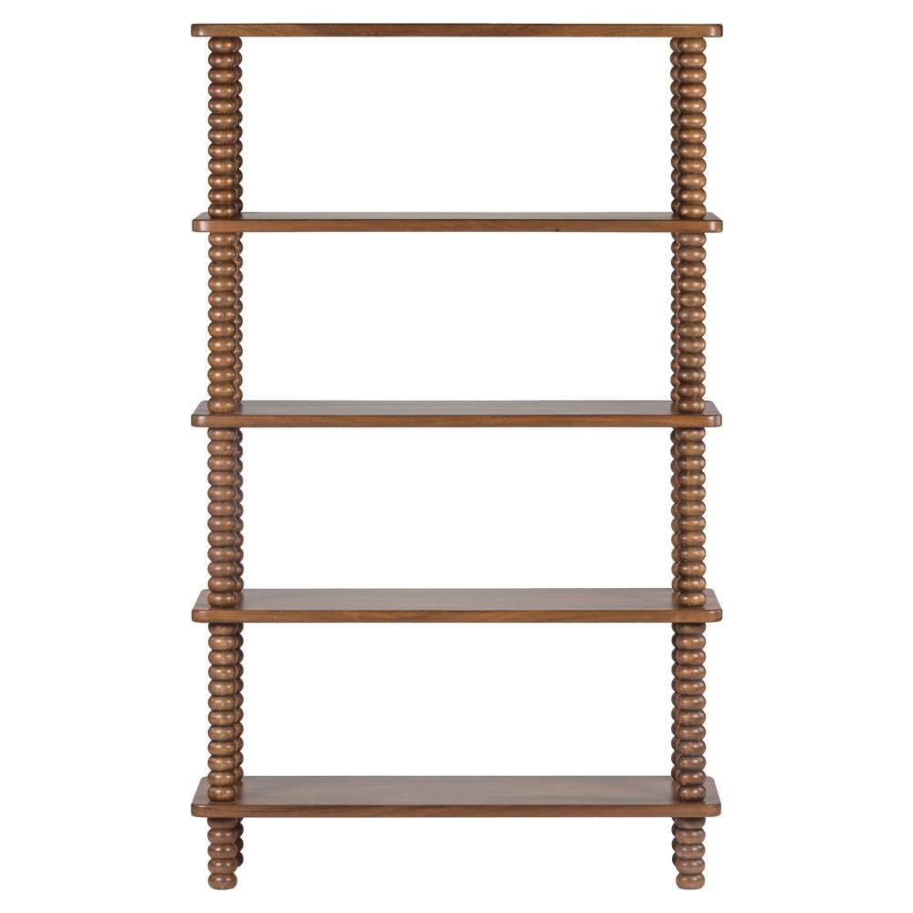 Tobi Updated Traditional Brown Acacia Wood Spindle Bookcase|