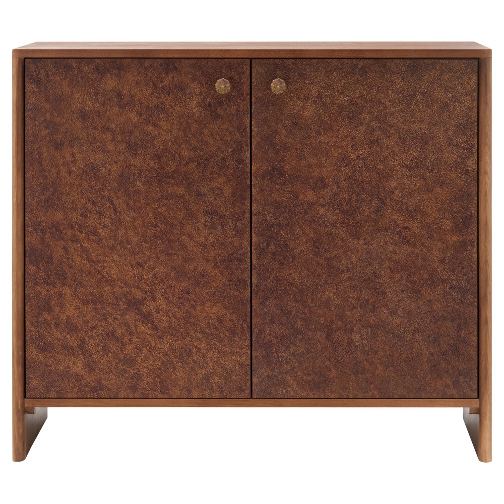 Delwyn Modern Classic Textured Metallic Oak Wood Cabinet|