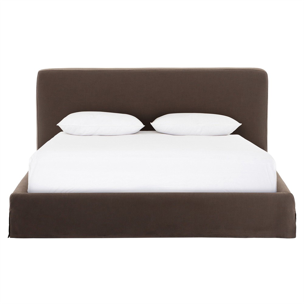 Linus Rustic Lodge Dark Brown Slipcovered Bed - Queen|