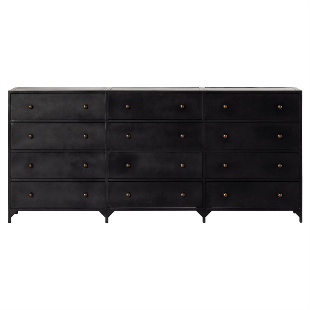 Stancil Modern Classic Black Iron Triple Dresser|