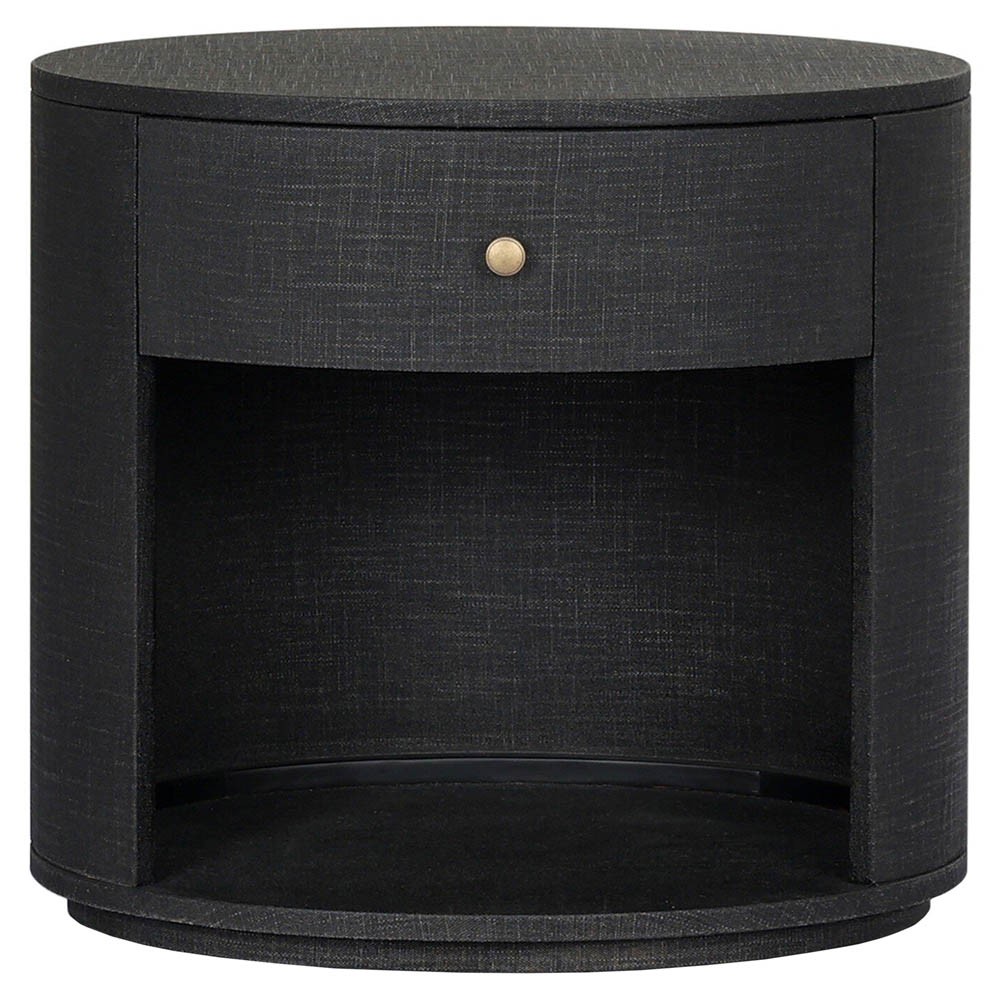 Beatrice Modern Classic Black Painted Linen 1 Drawer Nightstand|