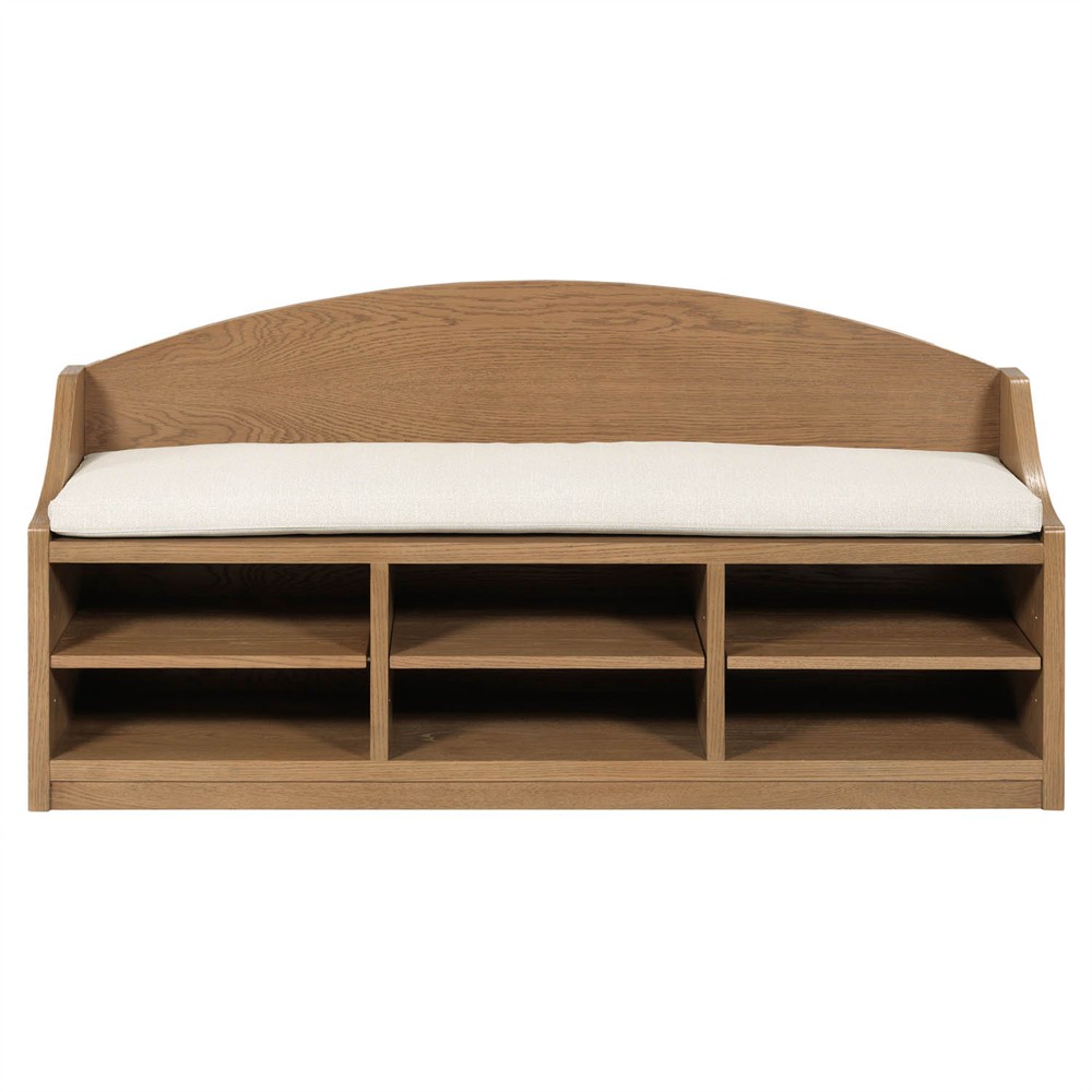 Daydream Coastal Beach Gold Oak Entryway Bench|