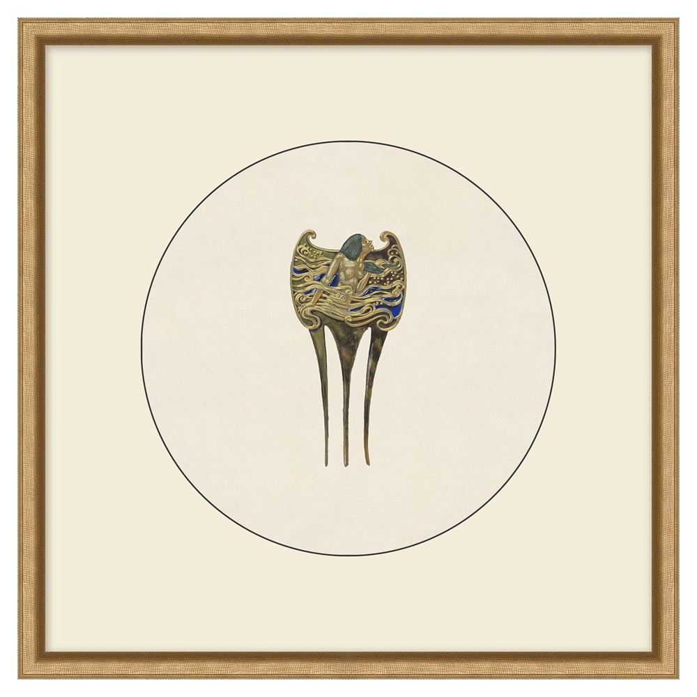 Elora Emblum Blue Abstract Gold Frame Illustration 2 - 20x20|