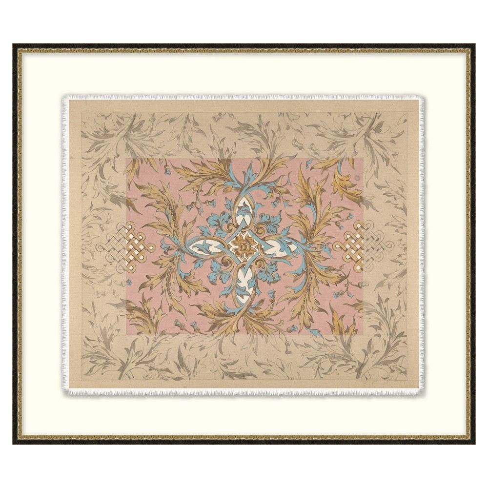 Minerva Updated Traditional Pink Abstract Black Frame Illustration - 20x23|