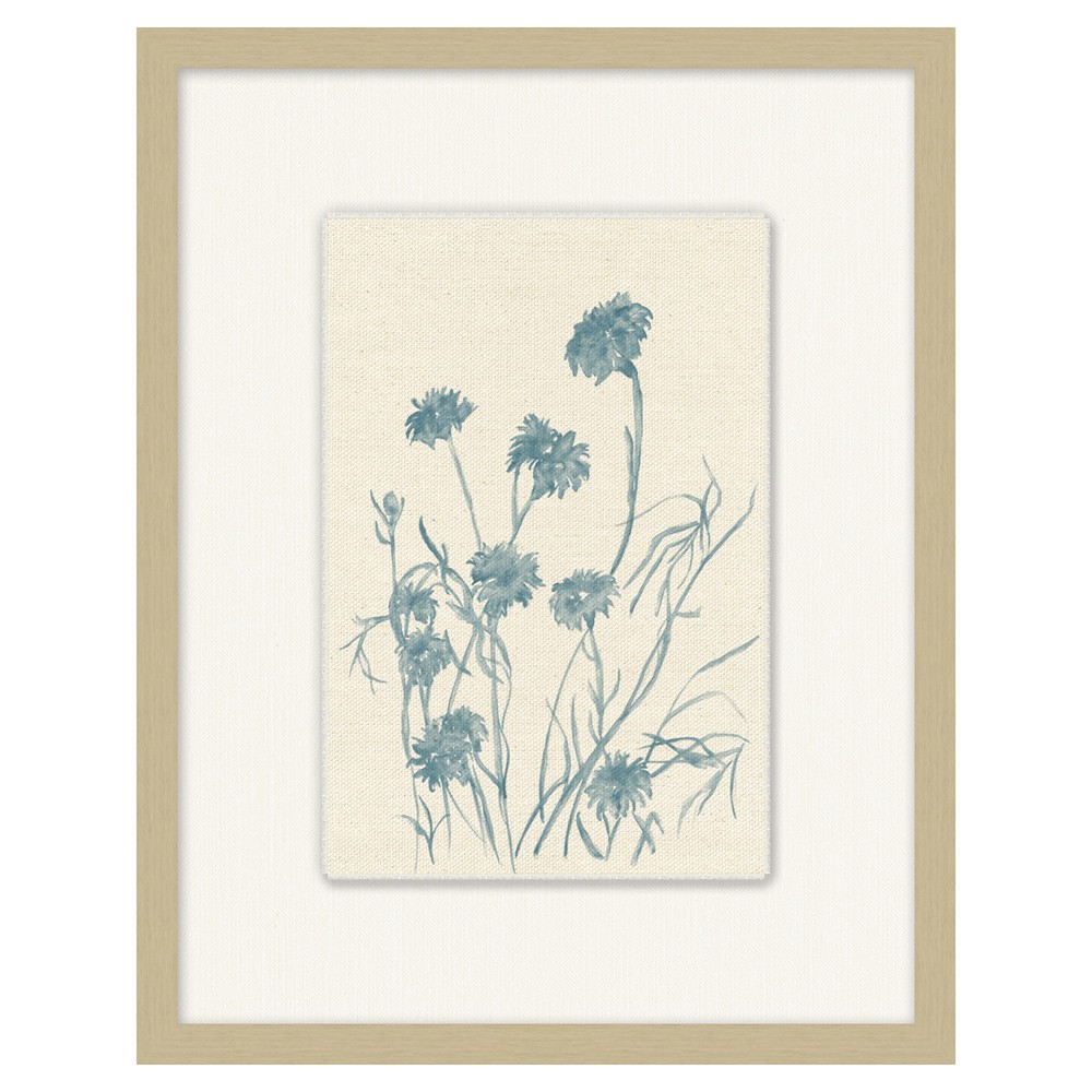 Elaine French Country Blue Wildflower Silver Frame Illustration 3 - 19x15|