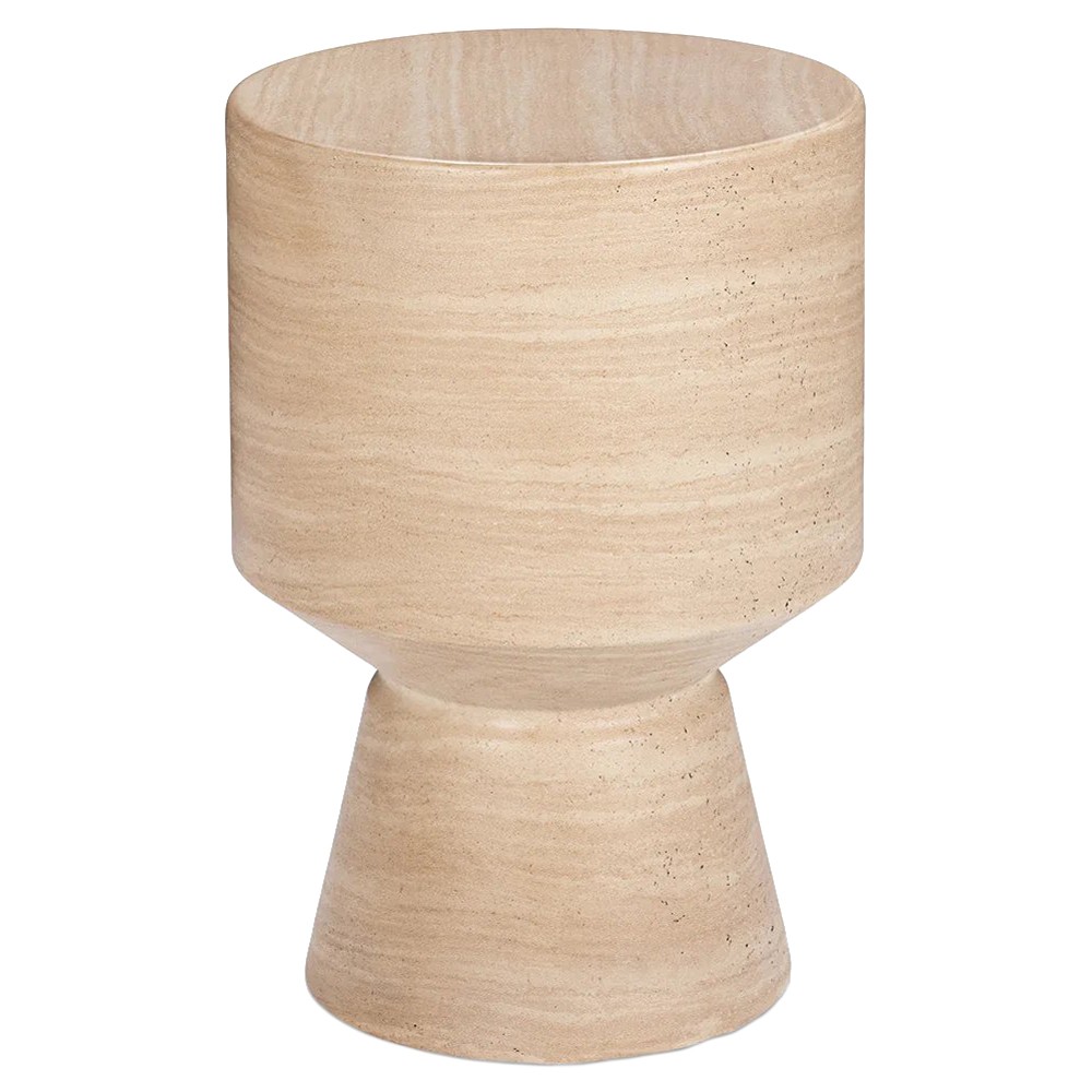 Zion Coastal Beach Beige Concrete Outdoor Accent Table|
