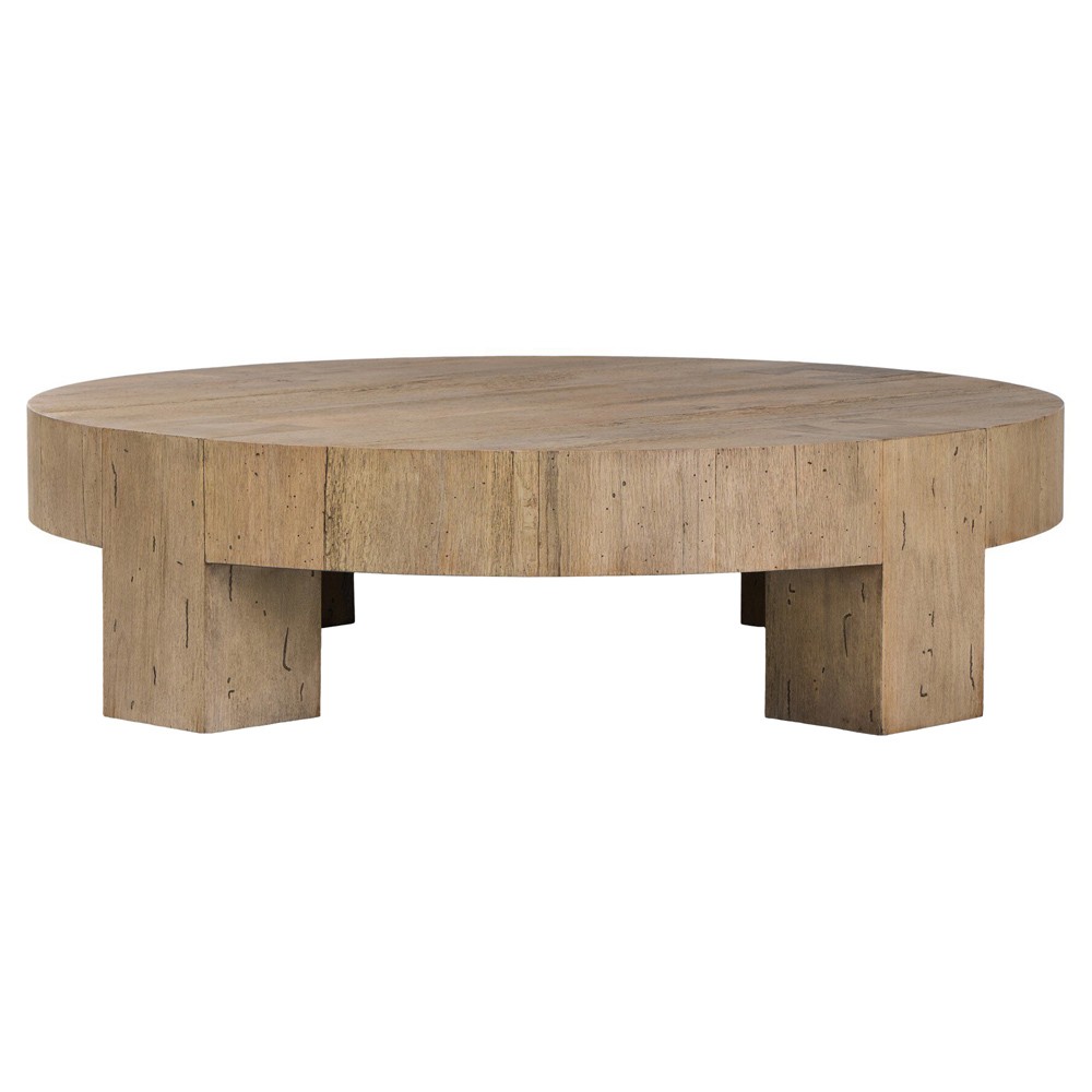 Oliver Rustic Lodge Brown Oak Round Coffee Table|