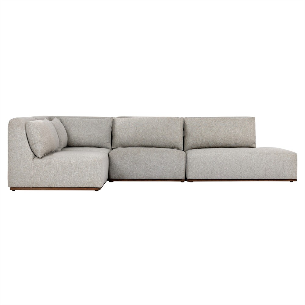 Adler Grey Performance Brown Teak 4 Piece Outdoor Sectional - Left Chaise - 139"|