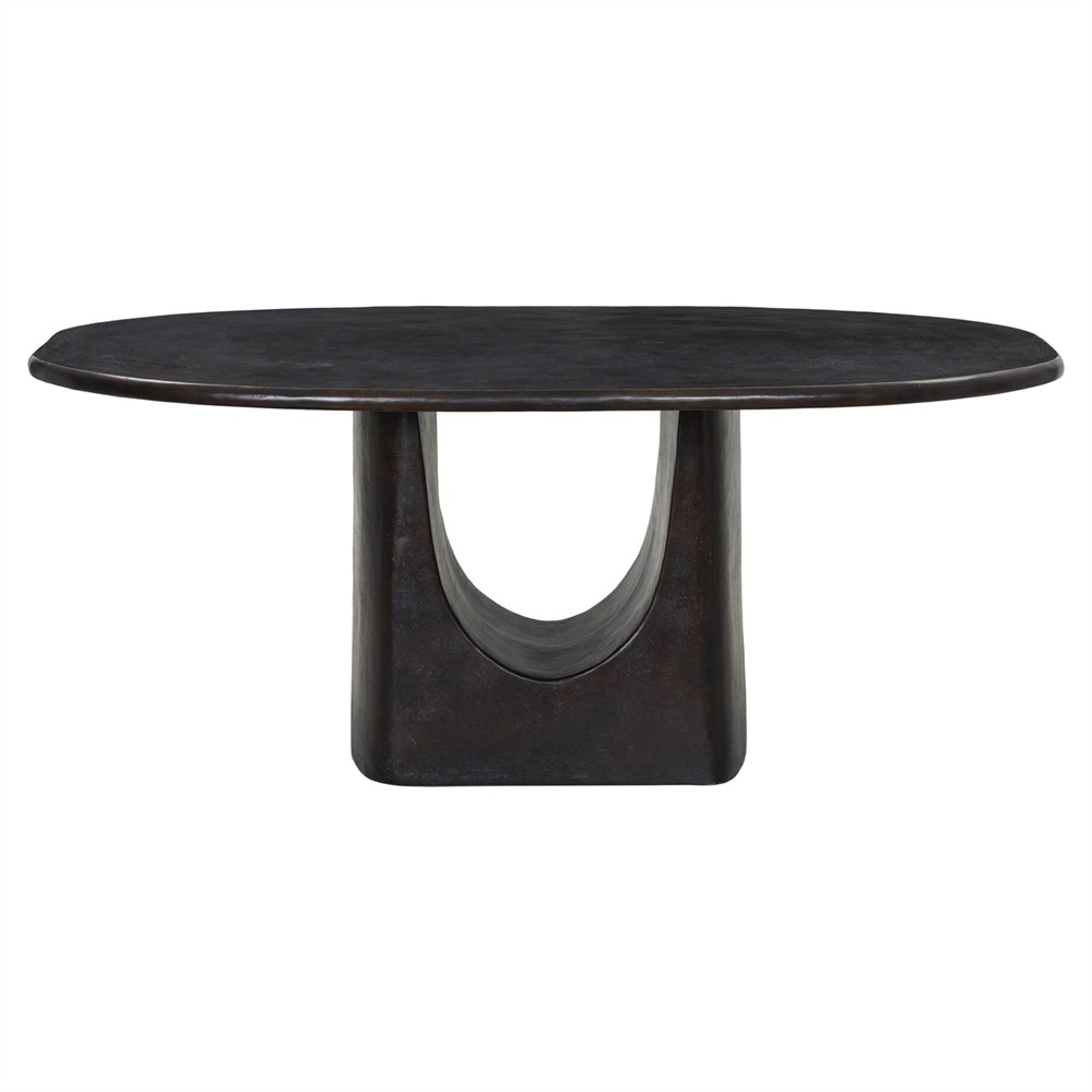 Amato Modern Classic Antique Rust Aluminum Oval Outdoor Dining Table - 72"|