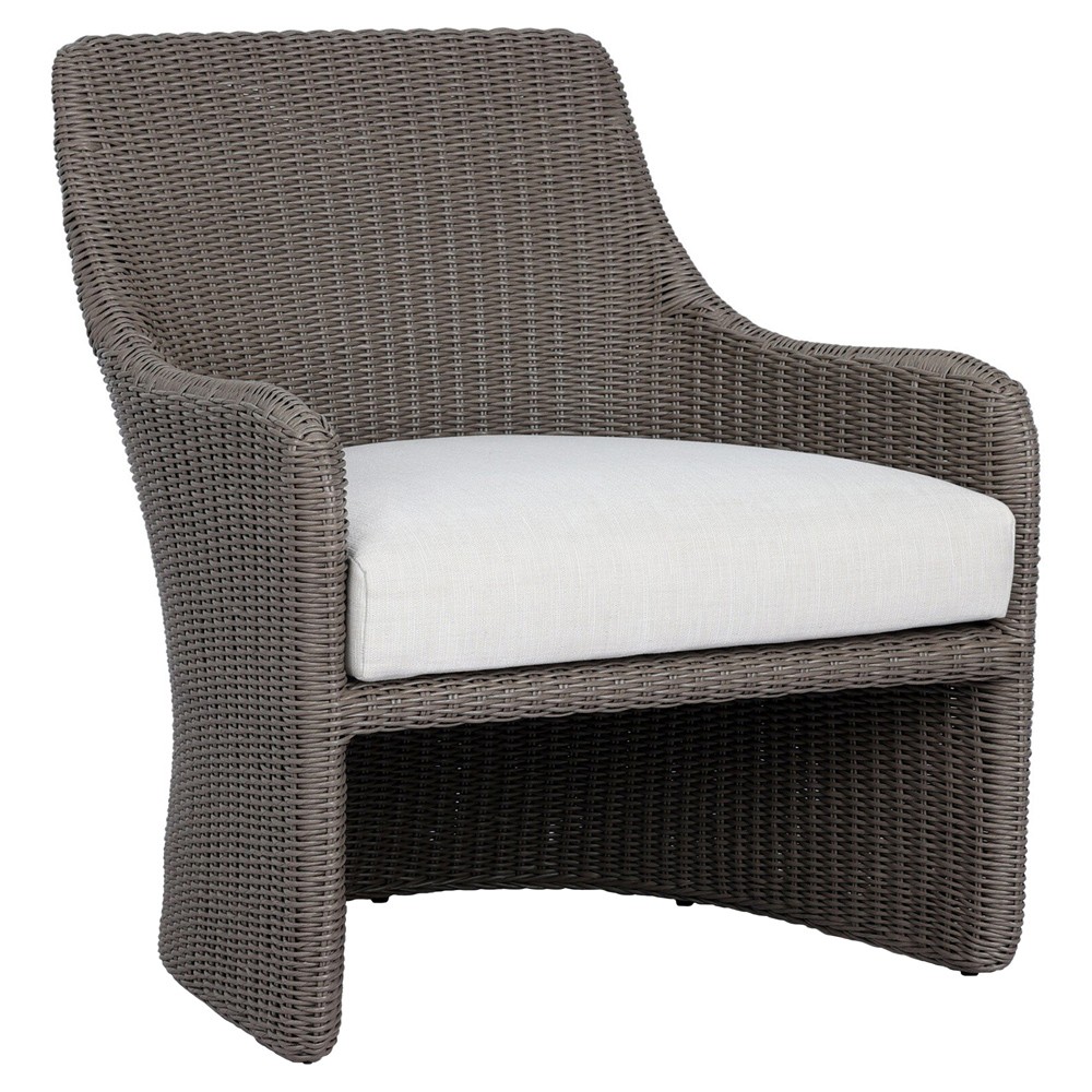 Heather Coastal Beach Vintage Taupe Woven Outdoor Lounge Chair|
