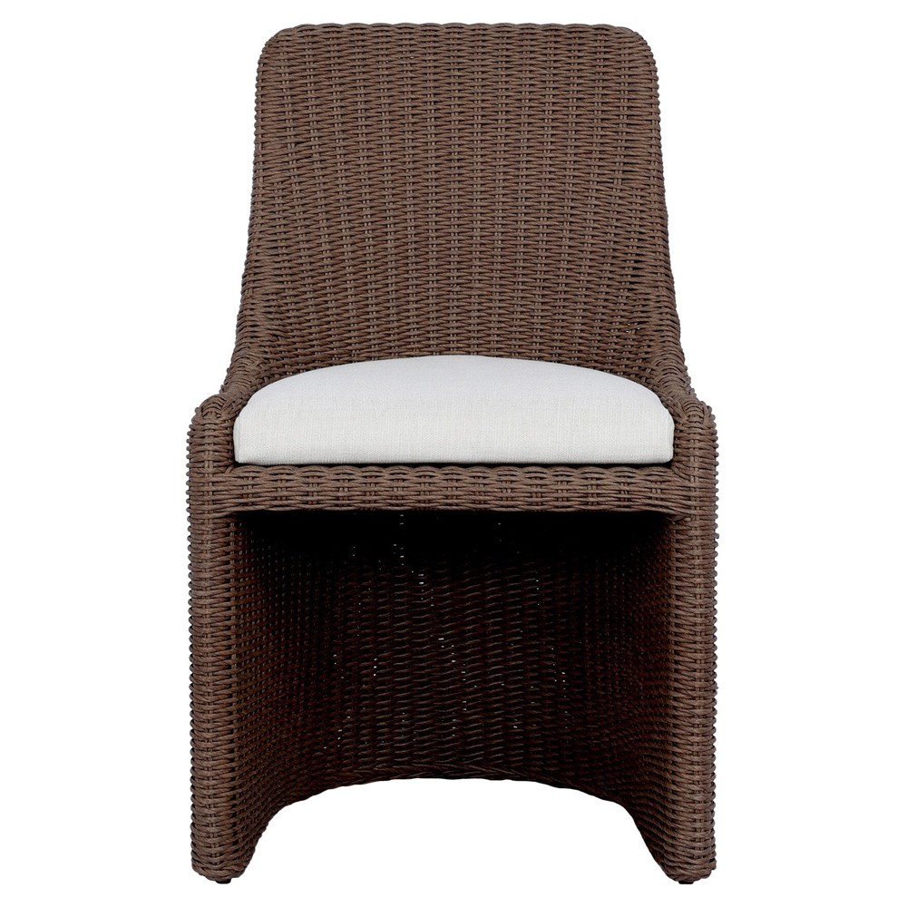 Heather Coastal Beach Brown Woven Outdoor Dining Chair|