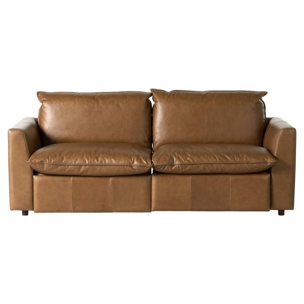 Kosa Modern Classic Brown Leather 2 Piece Reclining Sectional - 88"|