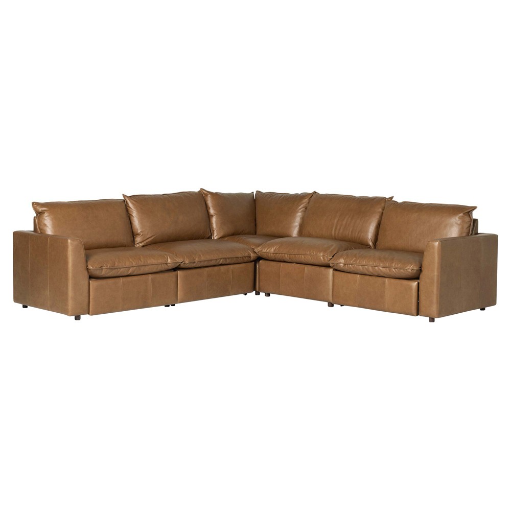 Kosa Modern Classic Brown Leather Reclining Corner Sectional - 117"|