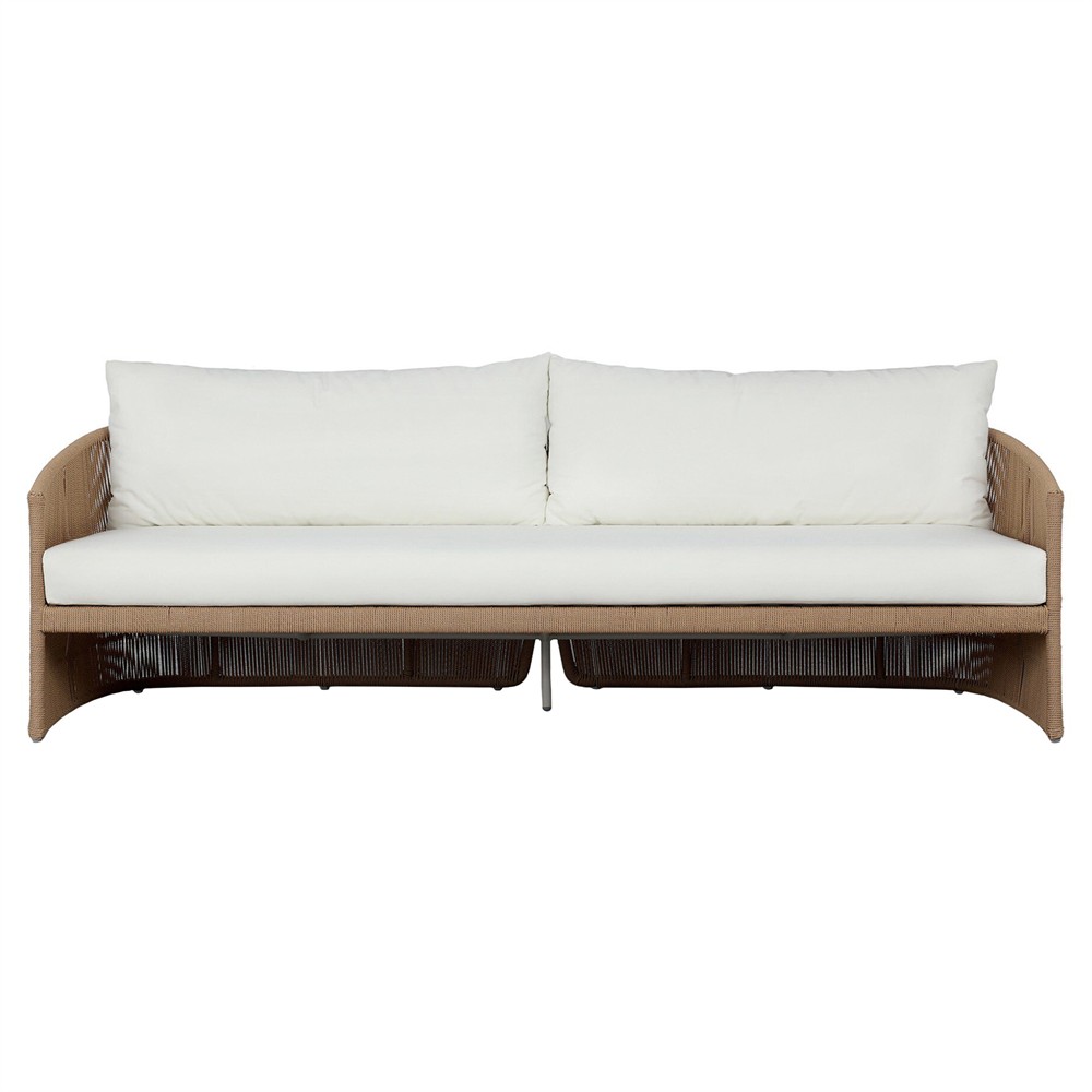 Mercer Coastal Beach Brown Woven Rope Outdoor Sofa - 96"|