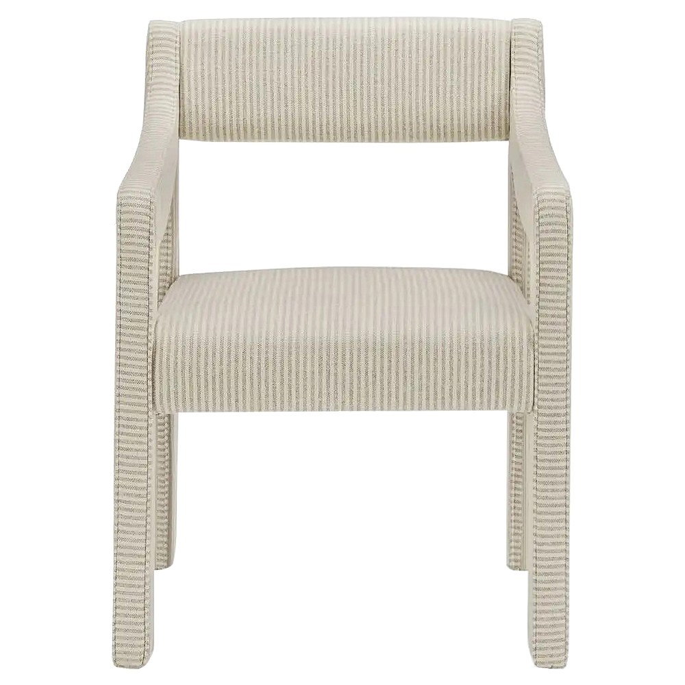 Makari Modern Classic Cream Stripe Dining Chair|