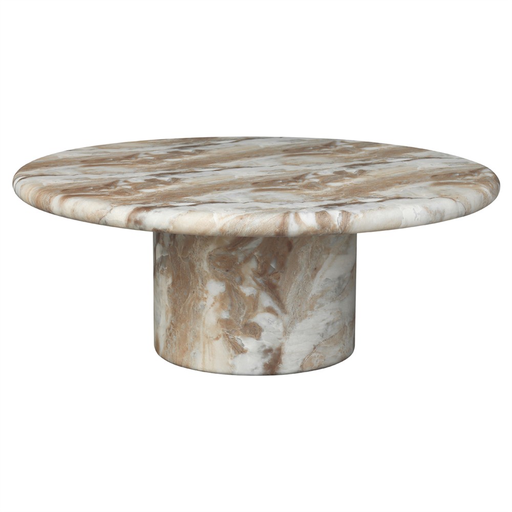 Zavier Modern Classic Brown Concrete Round Outdoor Coffee Table|