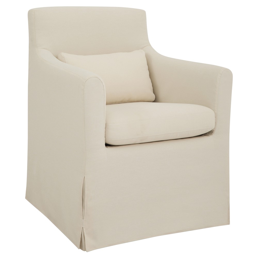 Elaine Modern Classic Cream Slipcovered Outdoor Dining Arm Chair|