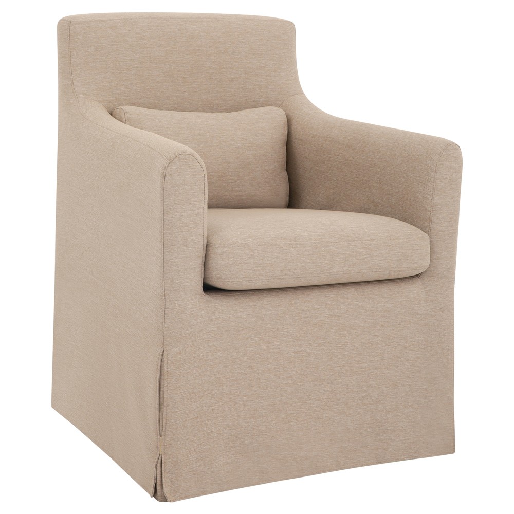 Elaine Modern Classic Light Brown Slipcovered Outdoor Dining Arm Chair|