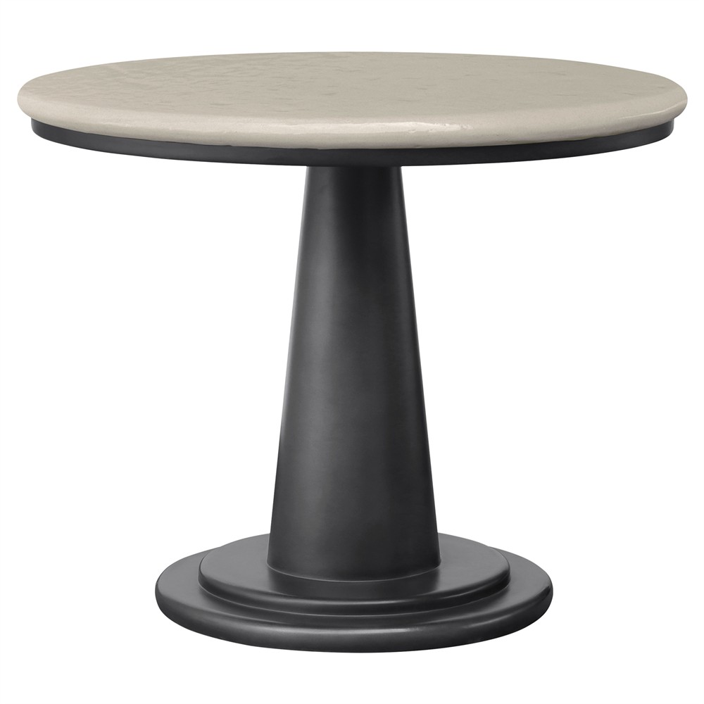Laira Modern Classic White Concrete Round Outdoor Dining Table - 38"|
