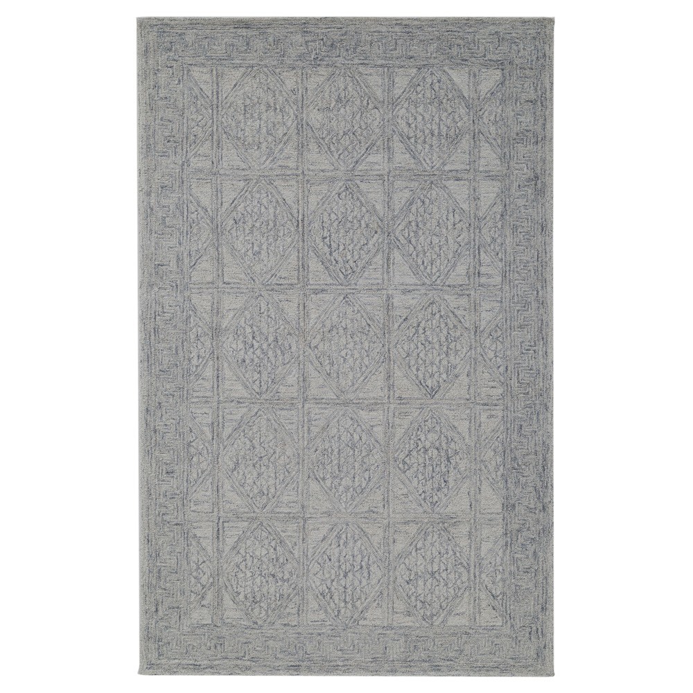 Lewi Updated Traditional Light Blue Wool Diamond Patterned Rug - 5'x8'|