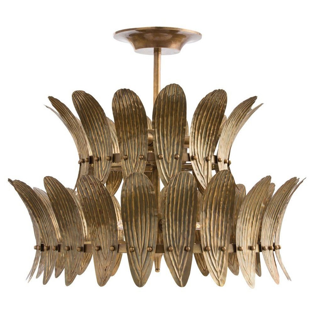 Analise Traditional Vintage Brass Leaf Tiered Chandelier|