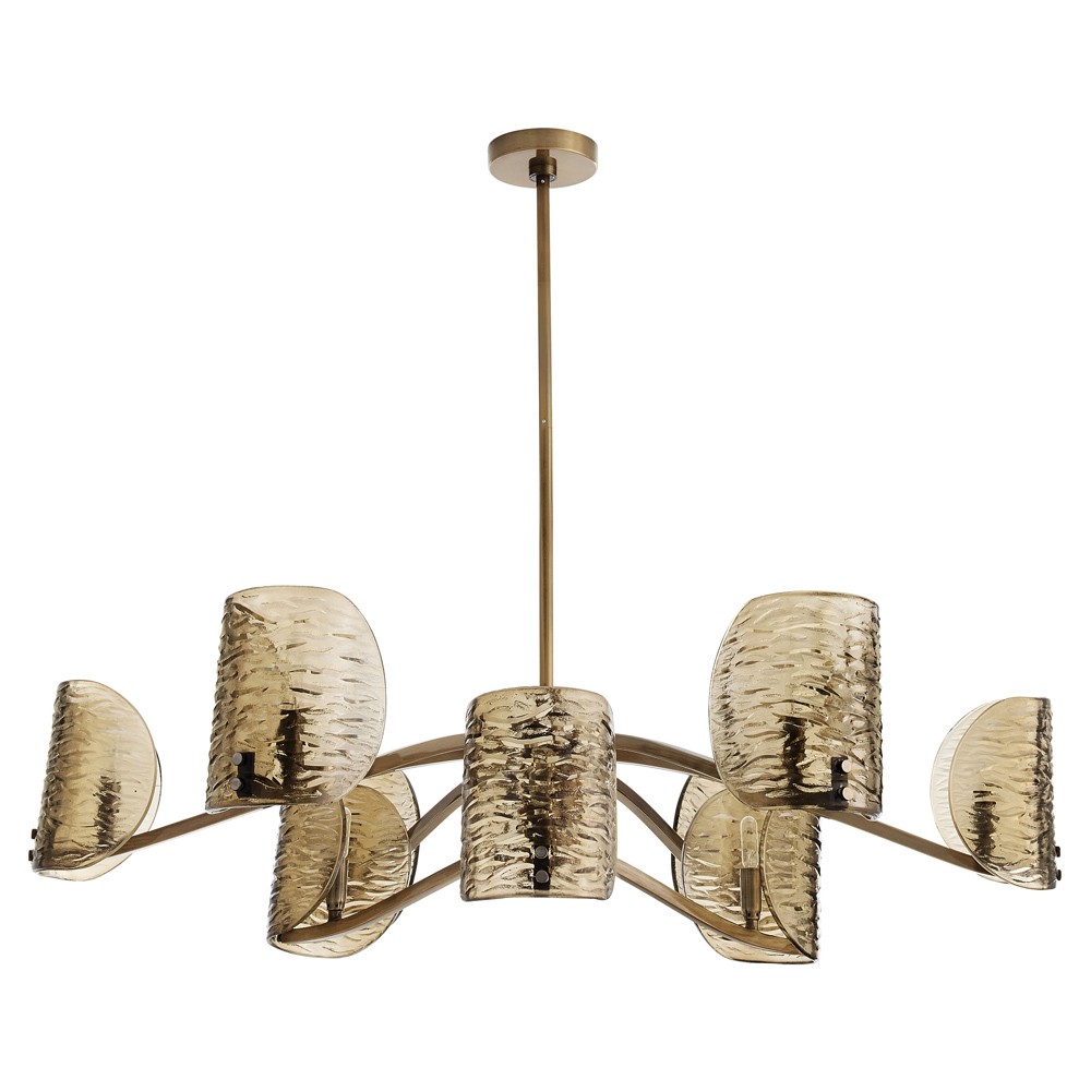 Natasha Traditional Amber Smoke Textured Glass Chandelier|