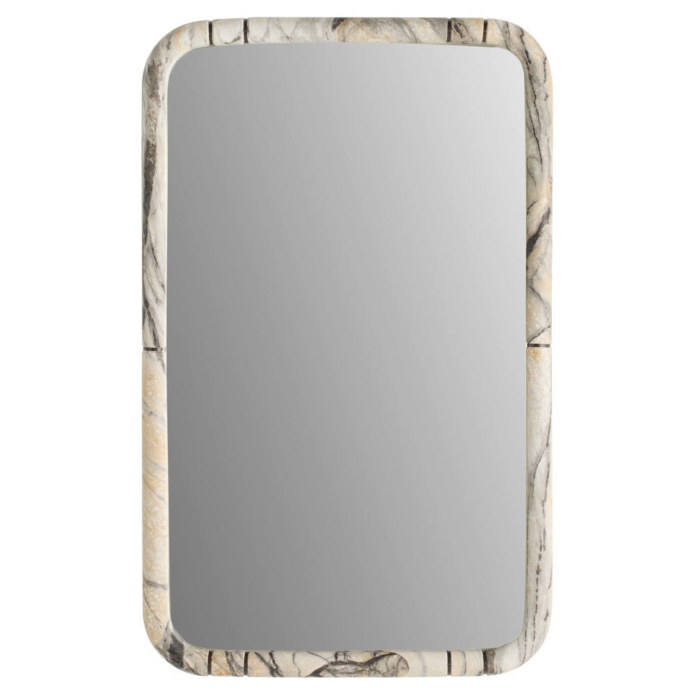 Trevino Modern Grey Marbled Resin Rectangular Wall Mirror|