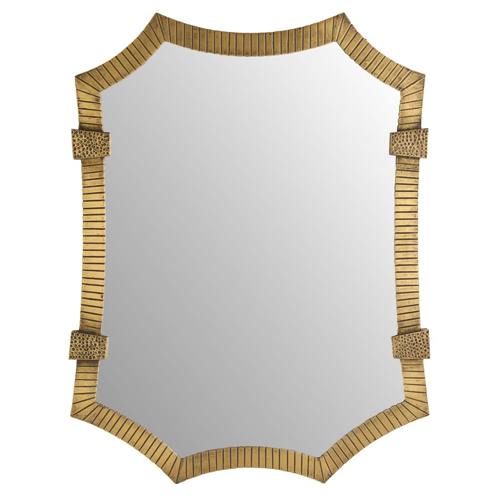 Monty Traditional Antique Brass Clasped Octagonal Wall Mirror|