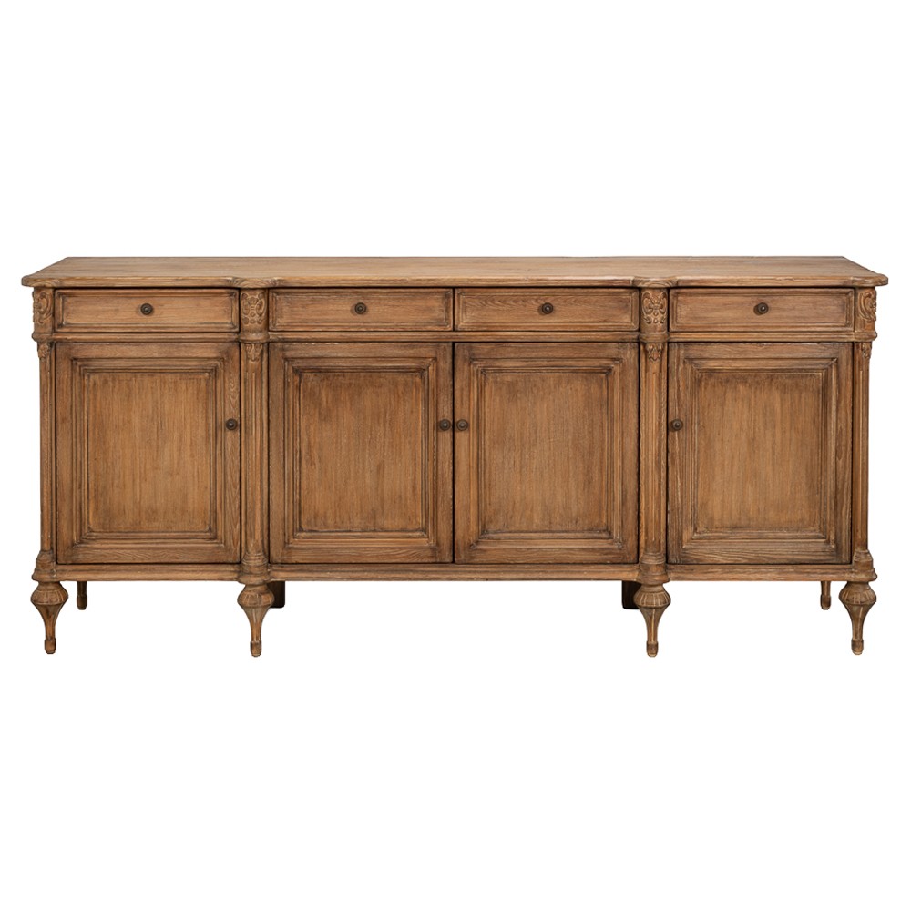 Callow French Country Distressed Natural Pine Wood Sideboard|