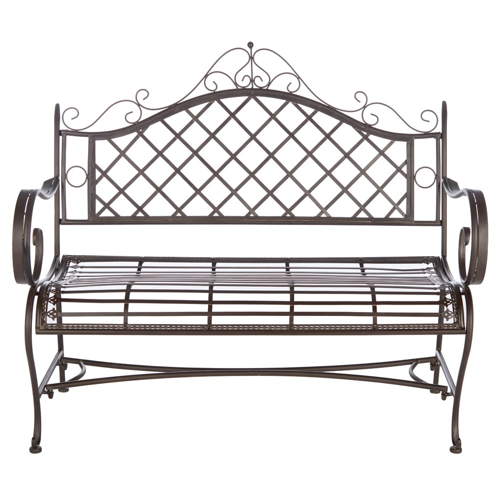 Anise French Country Rustic Brown Iron Outdoor Garden Bench|