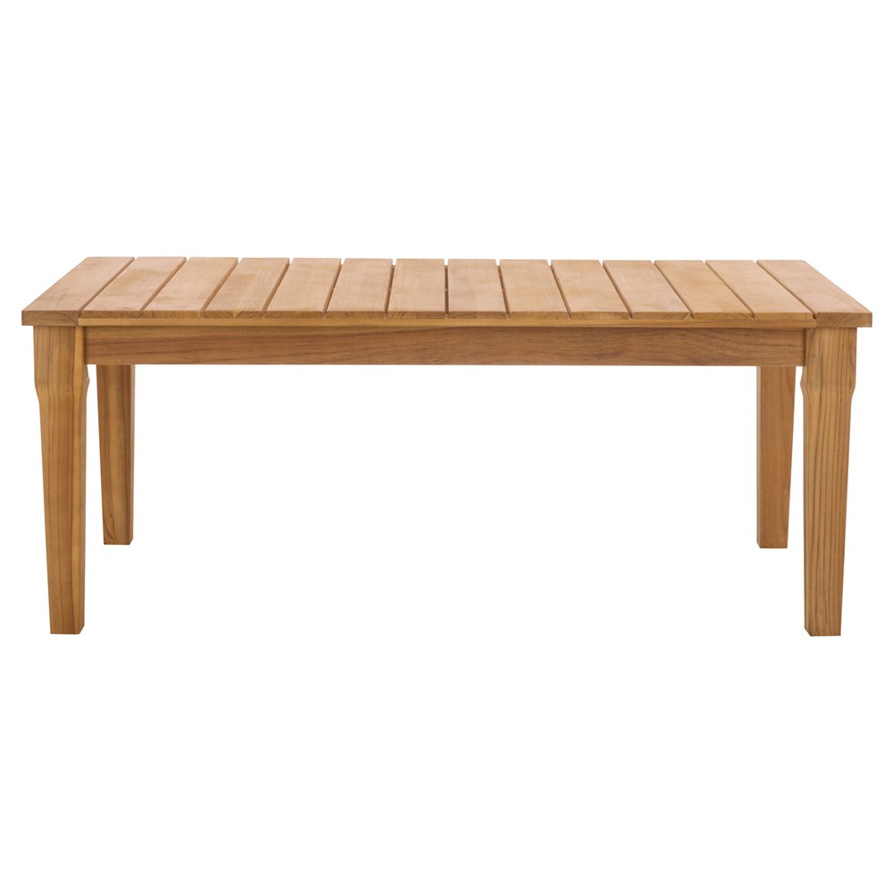 Camila Coastal Beach Natural Teak Rectangular Outdoor Coffee Table|
