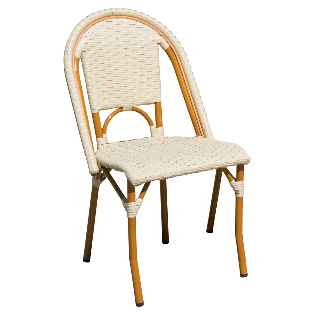 Hayden Coastal Beige Woven Faux Wicker Outdoor Dining Chair - Set of 2|